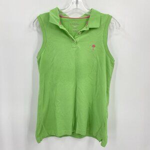Lilly Pulitzer Island Polo Tank Top Shirt Green Pink Golf Tennis Womens Medium